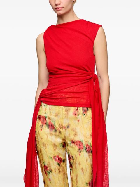 GANNI knot-detail asymmetric tank top - Red - zdjęcie produktu nr 2