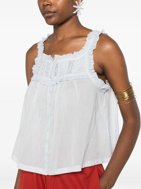 DÔEN frill-trimmed button top - Blue