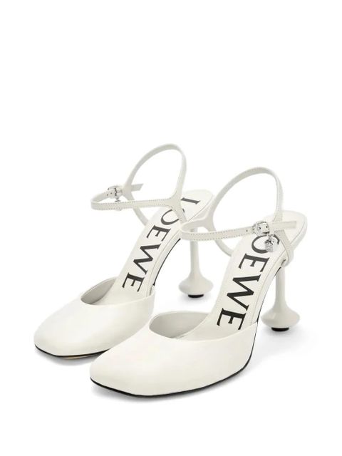 LOEWE 90mm ankle-strap bulb-heel pumps - White