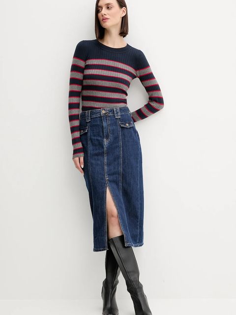 Pepe Jeans spódnica jeansowa kolor niebieski maxi prosta PL9011869