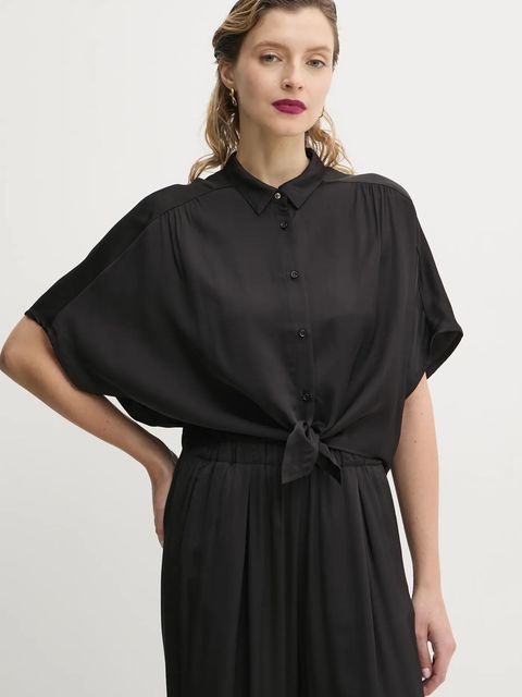 Sessun koszula damska kolor czarny relaxed z kołnierzykiem klasycznym 24210034