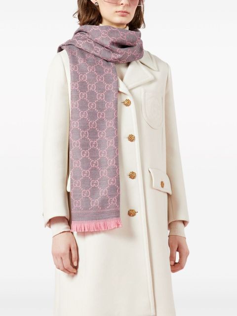 Gucci GG jacquard wool scarf - Pink