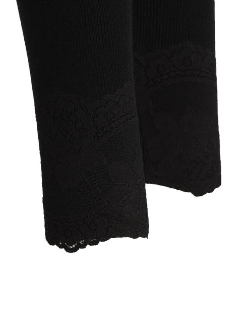 Valentino Garavani ribbed lace-detailed leggings - Black
