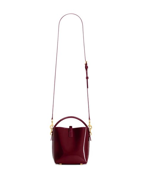 Saint Laurent mini Le 37 patent-leather bucket bag - Red