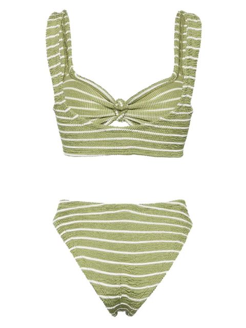 Hunza G Bonnie striped bikini set - Green