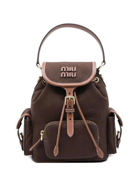 Miu Miu canvas leather backpack - Brown - zdjęcie produktu nr 1