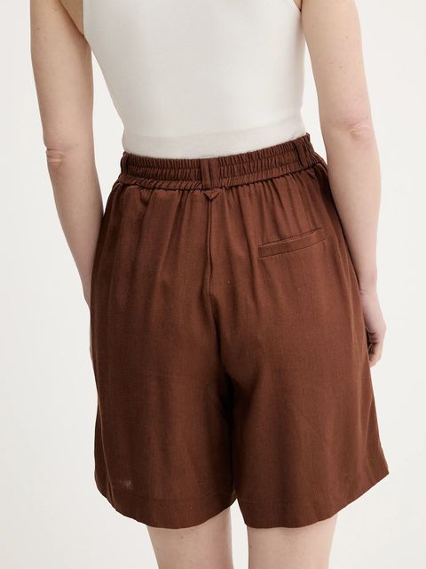 Answear.LAB szorty z lnem damskie kolor brązowy gładkie high waist - zdjęcie produktu nr 2