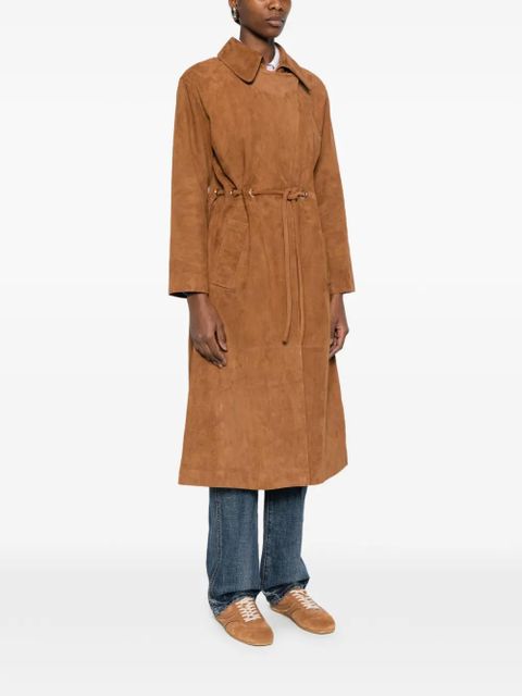 Ba&Sh tie-waist leather coat - Brown