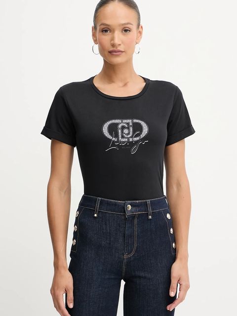 Liu Jo t-shirt bawełniany damski kolor czarny TF5163.JS923 - zdjęcie produktu nr 1