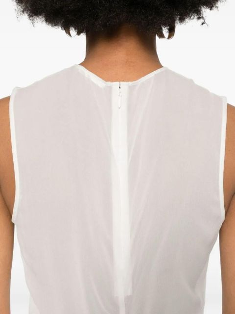 AMI Paris semi-sheer silk top - White