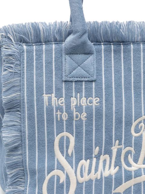 MC2 Saint Barth Vanity embossed striped fringe tote bag - Blue