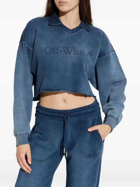 Off-White logo-print cropped sweatshirt - Blue