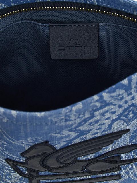 ETRO paisley-print logo-embroidery clutch bag - Blue