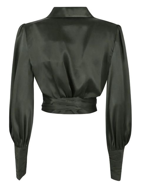 ZIMMERMANN wrap-effect puff-sleeve top - Green - zdjęcie produktu nr 2