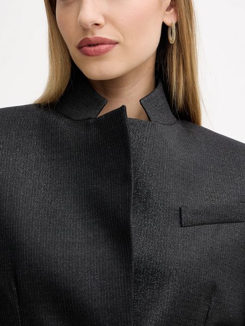 Pinko marynarka z dodatkiem wełny kolor czarny jednorzędowa gładka 106098 A305