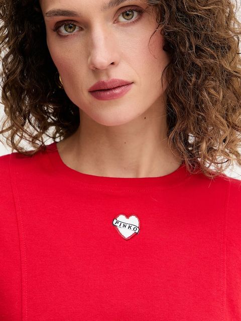 Pinko t-shirt bawełniany damski kolor czerwony 105665 A2IB - zdjęcie produktu nr 2