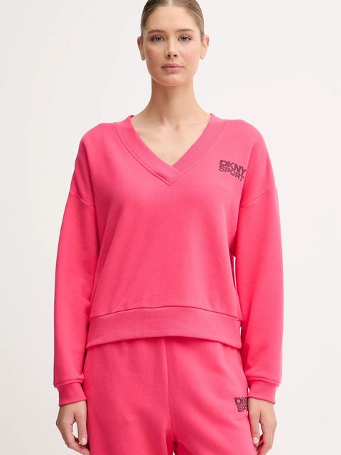 Dkny bluza bawełniana damska kolor różowy z aplikacją DP5T1279 - zdjęcie produktu nr 1