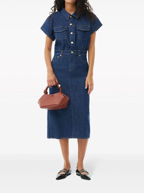 GANNI Rose denim midi dress - Blue - zdjęcie produktu nr 2