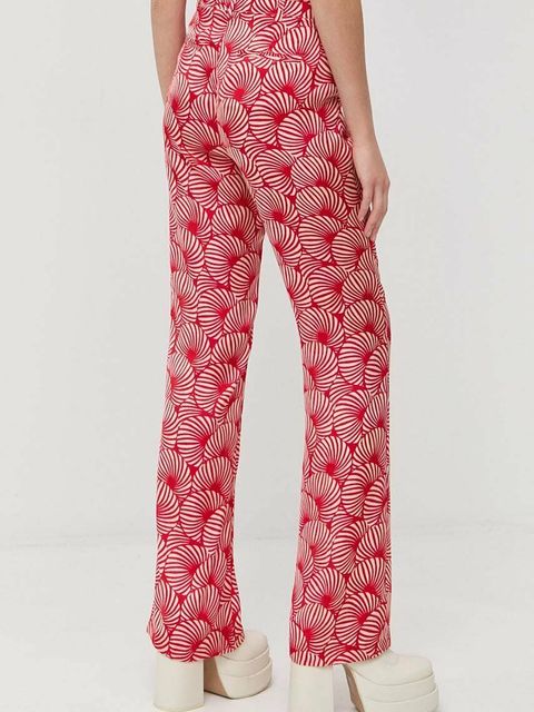 Morgan spodnie damskie kolor czerwony dzwony medium waist