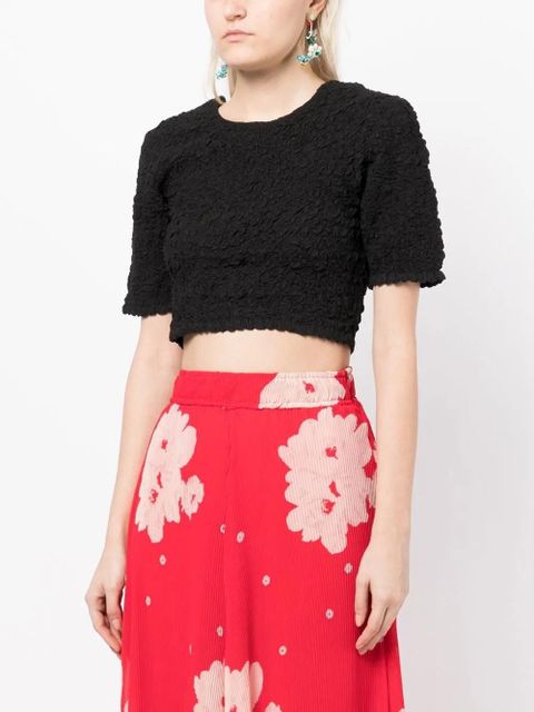 GANNI shortsleeved cotton crop top - Black