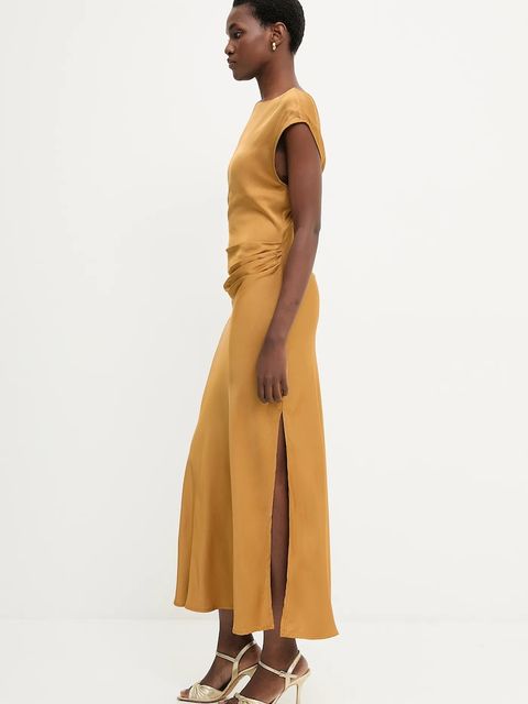 Answear.LAB sukienka kolor brązowy maxi rozkloszowana - zdjęcie produktu nr 1