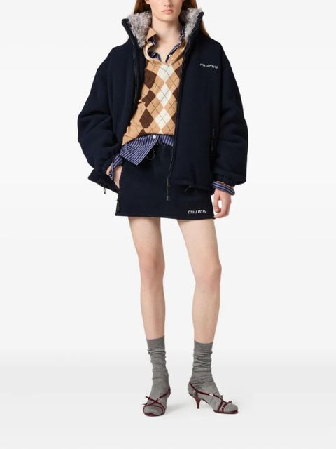 Miu Miu drawstring fleece mini skirt - Blue - zdjęcie produktu nr 2