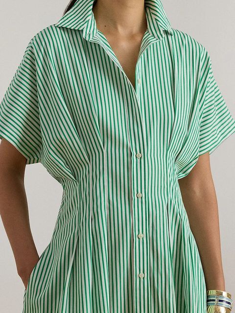 Lauren Ralph Lauren sukienka bawełniana kolor zielony midi rozkloszowana 200P03672