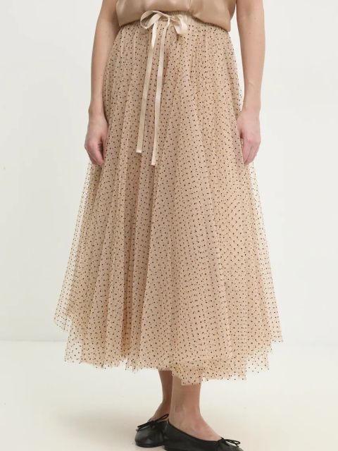 Answear.LAB spódnica kolor beżowy maxi rozkloszowana