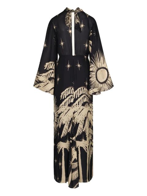 Johanna Ortiz Primera Vez flared-sleeve printed dress - Black