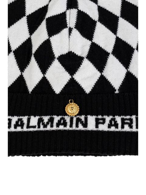 Balmain checked wool beanie - Black