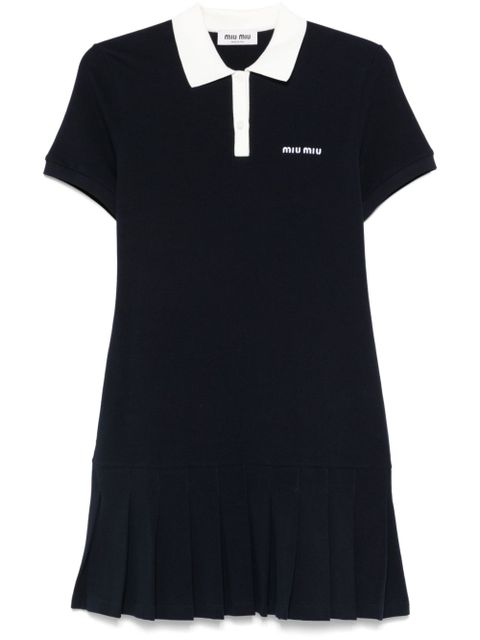 Miu Miu pleat-detail mini dress - Blue - zdjęcie produktu nr 1