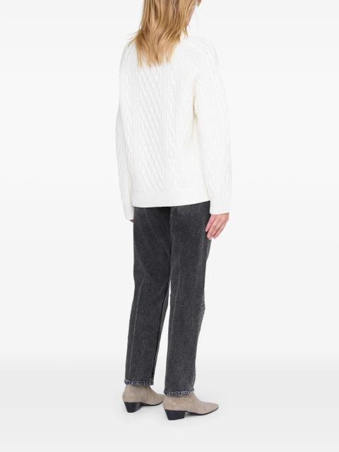 ANINE BING Louie cable-knit sweater - White