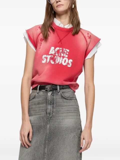 Acne Studios distressed graphic top - Red