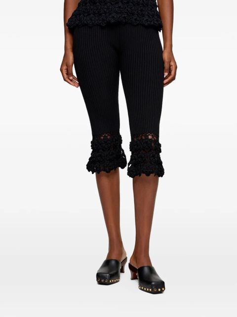 GANNI floral ribbed trousers - Black