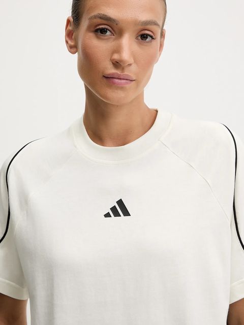 adidas t-shirt bawełniany Stadium damski kolor beżowy JW0450