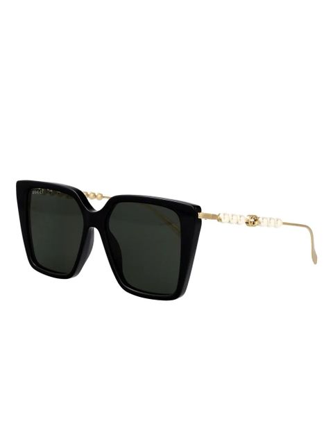 Gucci Eyewear pearl-embellished square-frame sunglasses - Black - zdjęcie produktu nr 2