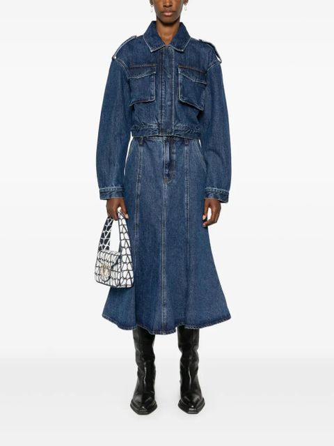 Self-Portrait cropped denim jacket - Blue