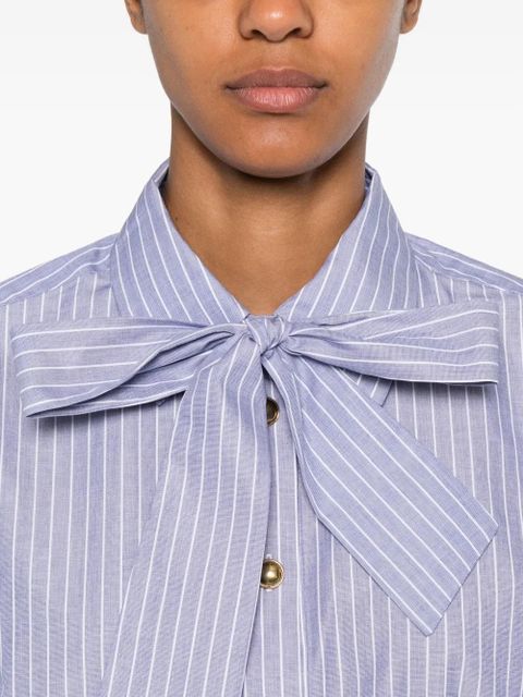 SANDRO striped tie-neck shirt - Blue