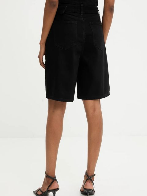 Answear.LAB szorty jeansowe damskie kolor czarny gładkie high waist