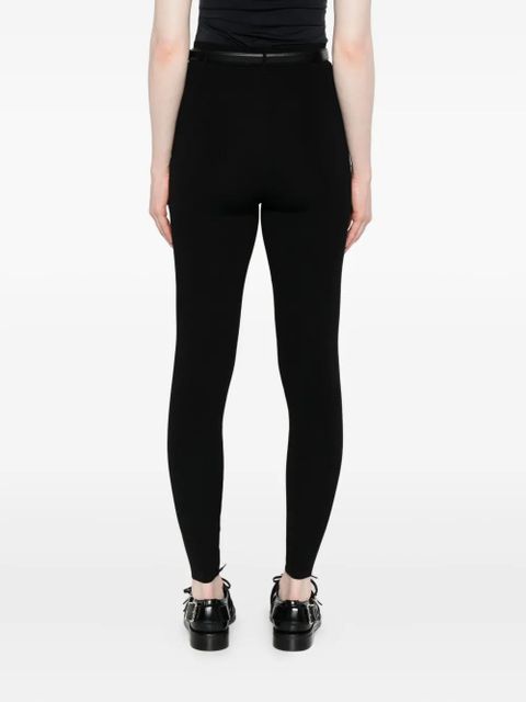 Self-Portrait belted knit trousers - Black