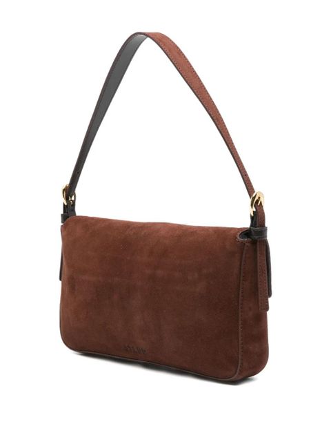 STAUD Harlow buckled suede shoulder bag - Brown