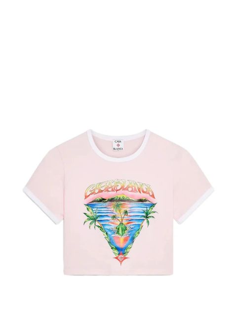 Casablanca graphic short-sleeve cropped T-shirt - Pink - zdjęcie produktu nr 1