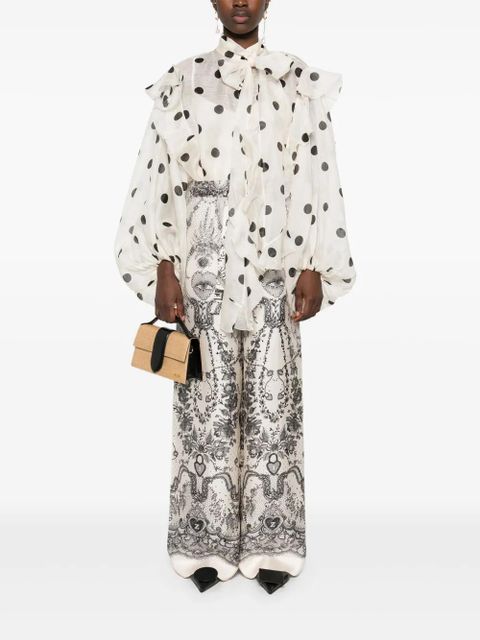 ZIMMERMANN Crush Tie Neck Ruffle shirt - Neutrals - zdjęcie produktu nr 2