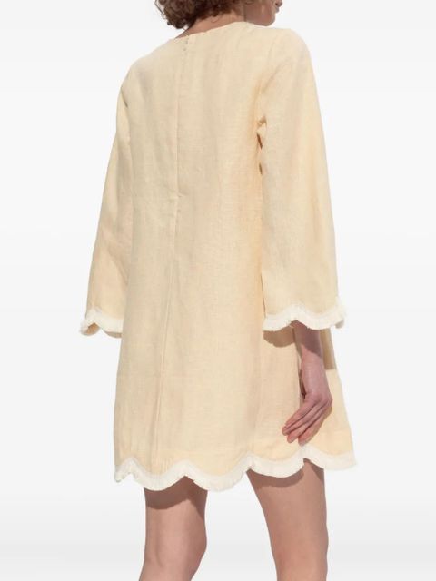 Posse Essie scalloped-hem linen dress - Yellow