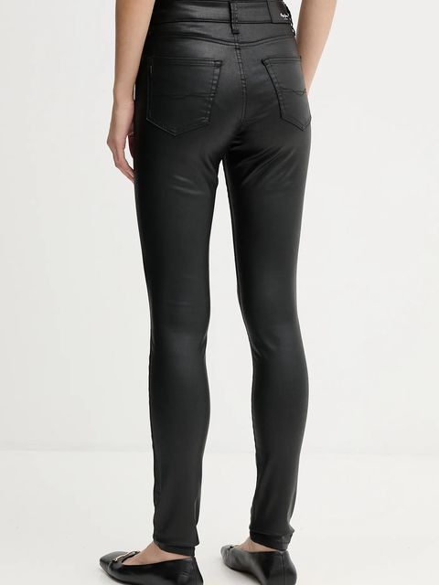 Pepe Jeans spodnie damskie kolor czarny dopasowane high waist PL20472889OA
