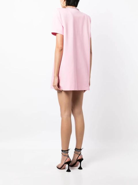 AREA crystal-embellished V-neck mini dress - Pink