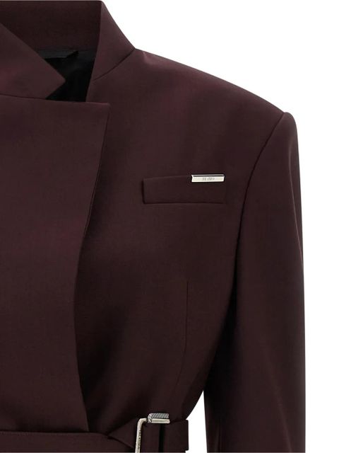 The Attico belted padded-shoulder blazer - Purple