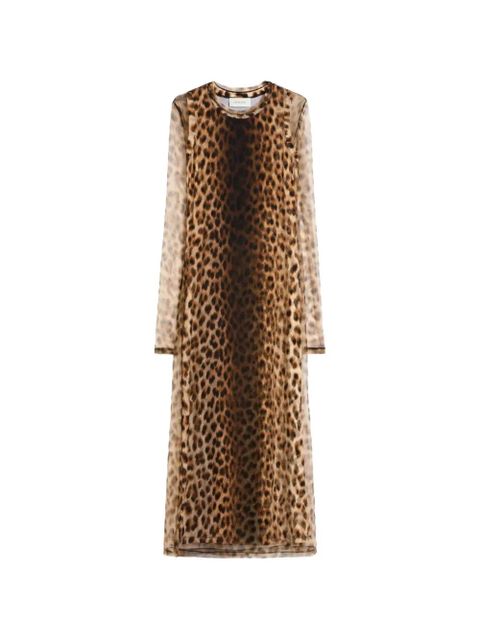 Sportmax leopard print long sleeve dress - Neutrals - zdjęcie produktu nr 1