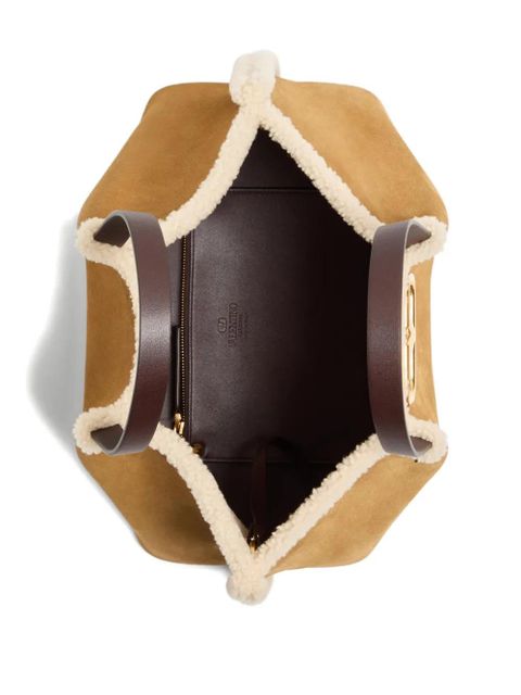 Valentino Garavani medium VLogo Signature suede tote bag - Neutrals