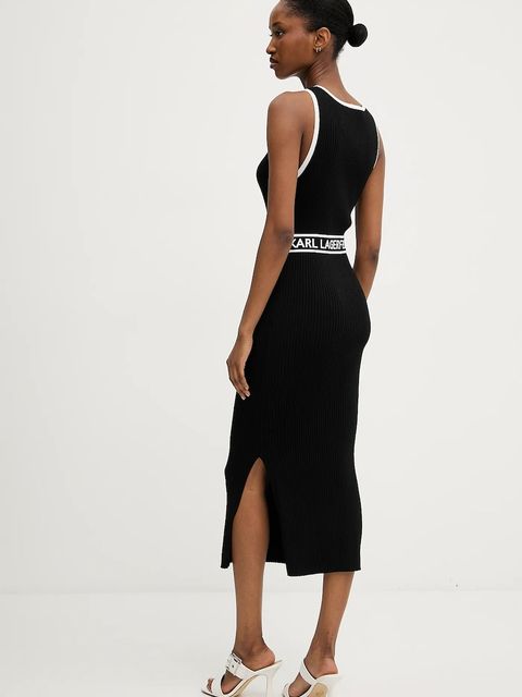 Karl Lagerfeld sukienka kolor czarny midi dopasowana A3W13039